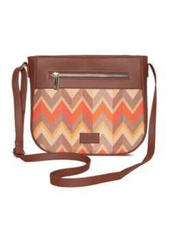 Zouk - Women Handcrafted Wave U Shaped Sling Bag-Orange