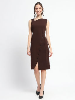 Madame - Brown Solid Regular Knee Length Dress