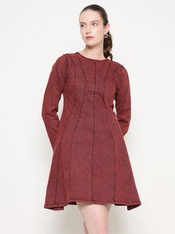 Madame - Red Solid A-Line Mini Dress