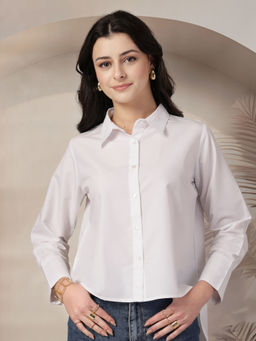Style Quotient - Women White Solid Boxy Shirt
