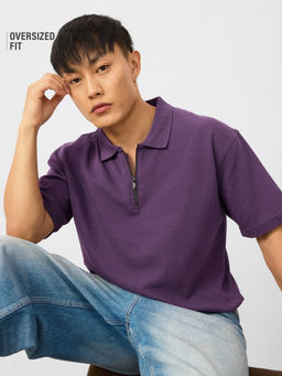 The Souled Store - Originals Solids Berry Purple Men Oversized Polo