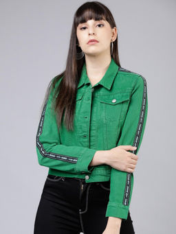 TOKYO TALKIES - Women Denim Green Solid Jacket