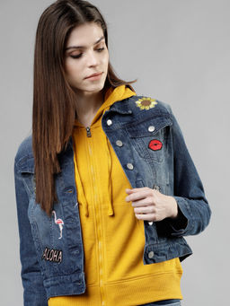 TOKYO TALKIES - Women Denim Embroidered Jacket
