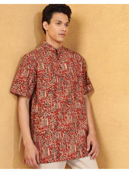 Fabindia - Red Cotton Kalamkari Printed Short Kurta