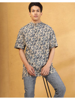 Fabindia - Blue Cotton Kalamkari Printed Short Kurta