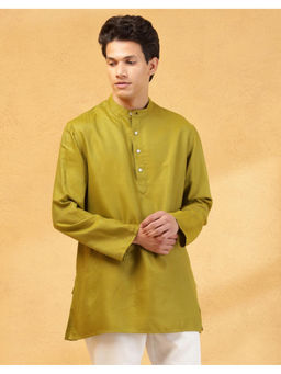 Fabindia - Green Viscose Blend Dobby Short Kurta