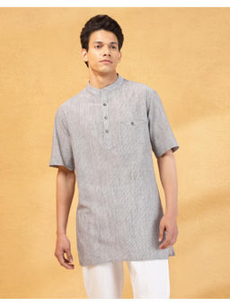 Fabindia - Grey Cotton Striped Short Kurta
