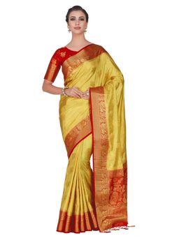 Mimosa - Silk Yellow Saree With Blouse Piece
