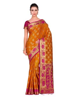Mimosa - Silk Mustard Saree With Blouse Piece