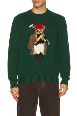 POLO RALPH LAUREN - Long Sleeve Cotton Linen Novelty Society Bear Rollneck Sweater