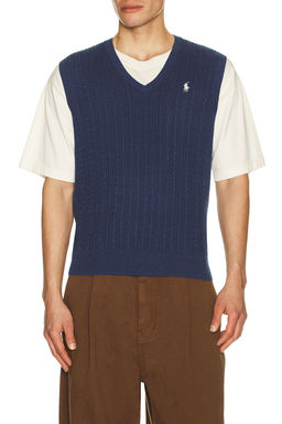 POLO RALPH LAUREN - Sleeveless Featherweight Cable Knit V-Neck Sweater Vest