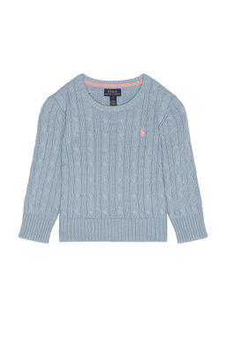 POLO RALPH LAUREN - Long Sleeve Cotton Cable Knit Crewneck Sweater