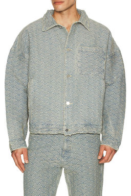 Ryoko Rain - Seigaiha Jacquard Denim Work Jacket