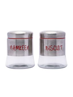 Voncasa - 2 Piece Jar Canisters with 1 Namkeen and 1 Biscuit 750 ml Each