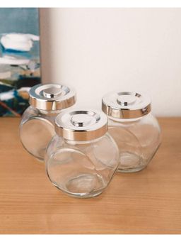 Voncasa - Jar Set Transparent Silver Set of 3 200 ml