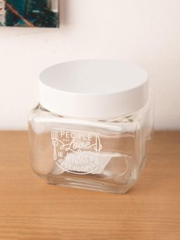 Voncasa - Jar with Metal Lid Airtight Transparent White Glass 800 ml
