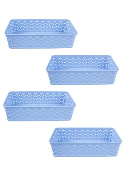 Voncasa - Fashion & Stationery Storage Baskets Medium Blue Plastic Set of 4