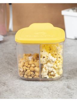 Voncasa - Small Food Storage Box with Lid & 2 Spoon Yellow Plastic