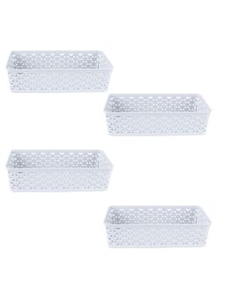 Voncasa - Medium Plastic Multipurpose Storage Basket Set of 4 Solid Light Blue Colour