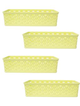Voncasa - Medium Plastic Multipurpose Storage Basket Set of 4 Solid Green Colour