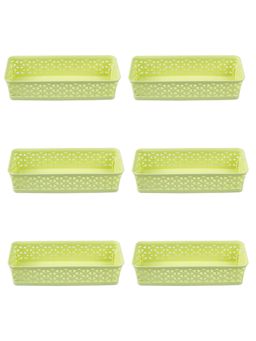 Voncasa - Small Plastic Multipurpose Storage Basket Set of 6 Solid Green Colour