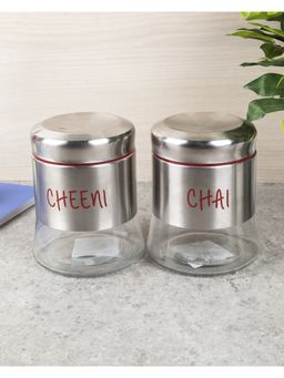 Voncasa - Glass Cheeni & Chai Jar 750 ml Red