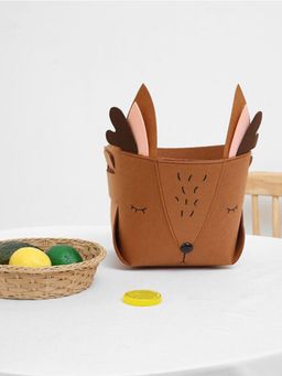 Voncasa - Dark Brown Canvas Basket Organizer with Handle