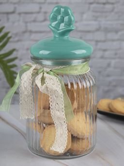 Voncasa - Glass Storage Jar Metal Storage Box Container Box Air Tight Kitchen Organizer 950 ml