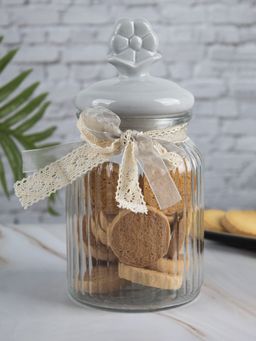 Voncasa - Glass Storage Jar Metal Storage Box Container Air Tight Kitchen Organizer 950 ml