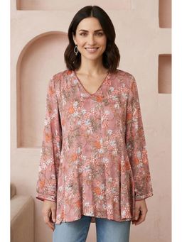 Folksong - Women Pink Block Printed A-Line Tunic