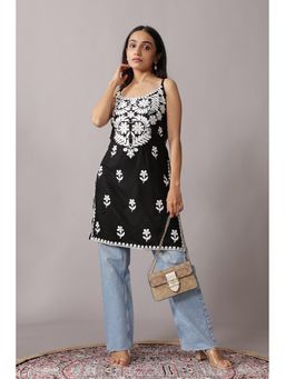Colorkosh - Black Rayon Chikankari Embroidered Stylish Kurta