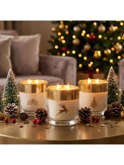 SEVA HOME - Enchante Festive Trio Candle Set Luxury Gifting 25 Hour Burn Each