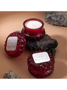 SEVA HOME - Macaron Crystal Scented Candle-Red-Set Of 2