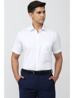 Van Heusen - Men White Regular Fit Solid Half Sleeves Formal Shirt
