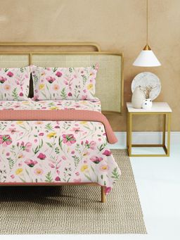 Urban Space - Double Bed Dohar, Bedsheet & 2 Pillow Covers, Pink (Queen)
