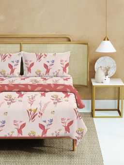 Urban Space - Double Bed Dohar, Bedsheet & 2 Pillow Covers, Peach (Queen)