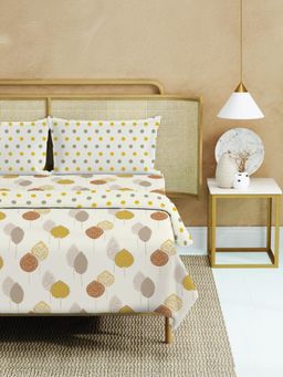 Urban Space - Double Bed Dohar, Bedsheet & 2 Pillow Covers, Mustard (Queen)