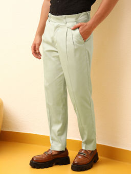 Campus Sutra - Mens Pale Green Solid Tailored Trouser