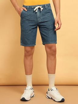 Wrangler - Mens Solid Blue Denim Shorts