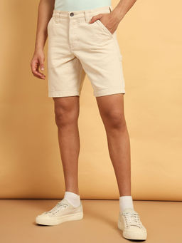 Wrangler - Mens Solid Beige Shorts
