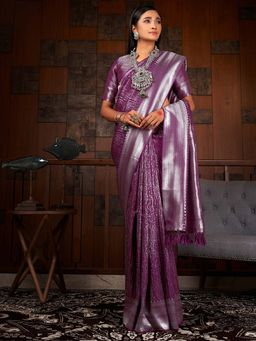 Odette - Purple Colour Traditional Wear Raw Silk Saree with Unstitched Blouse