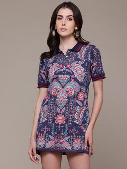 Label Ritu Kumar - Navy Alba Polp T-Shirt Dress