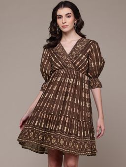 Label Ritu Kumar - Brown Zenetta Short Dress