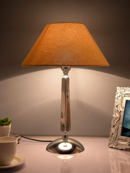 Homesake - Classic Cubist Chrome Lamp Golden Shade