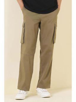 Allen Solly - Khaki Solid Casual Trousers