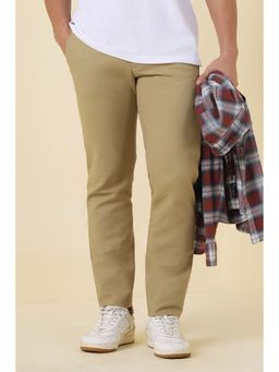 Allen Solly - Beige Solid Casual Trousers