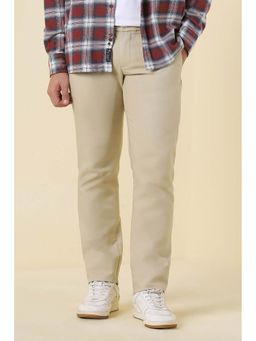 Allen Solly - Beige Solid Casual Trousers