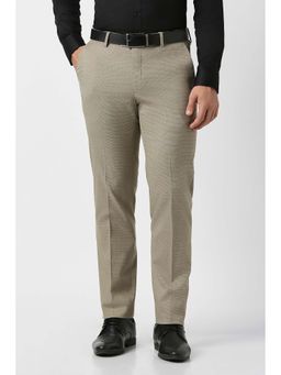 Peter England - Beige Textured Formal Trousers