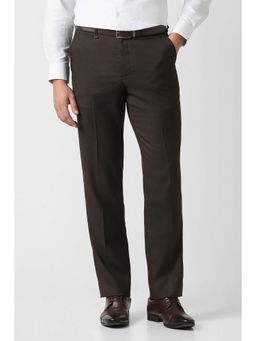 Van Heusen - Brown Textured Formal Trousers