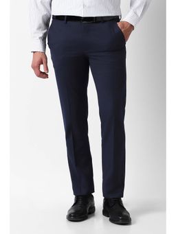 Van Heusen - Navy Blue Solid Formal Trousers
